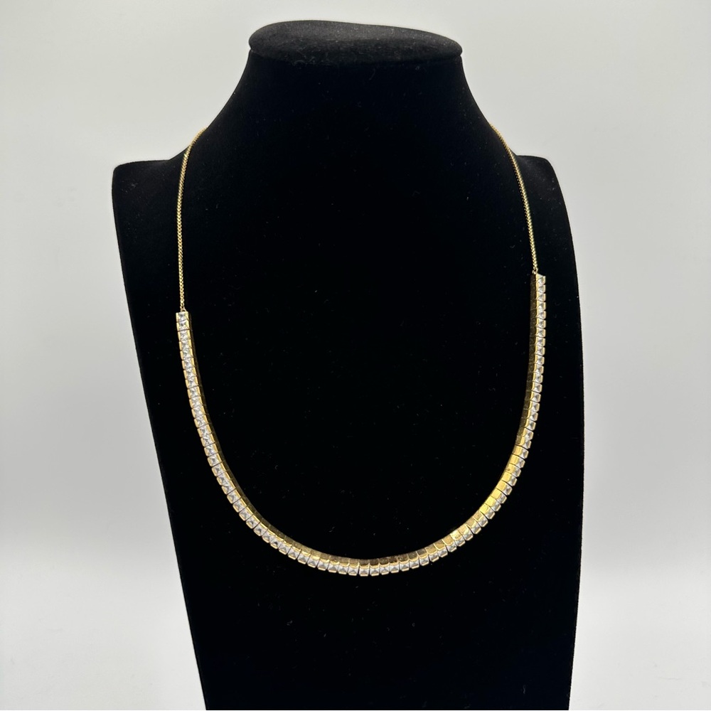 Henri Bendel Square Cut Princess Rhinestone Gold Tone Adjustable Necklace Choker